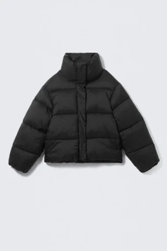 Chaqueta acolchada corta oversize – Negro