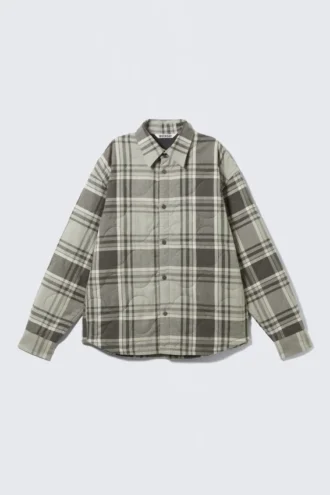 Chaqueta acolchada de corte holgado – Cuadros grises