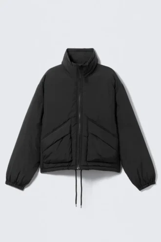 Chaqueta acolchada de nailon con cordón – Negro Chaqueta acolchada de nailon con cordón – Negro
