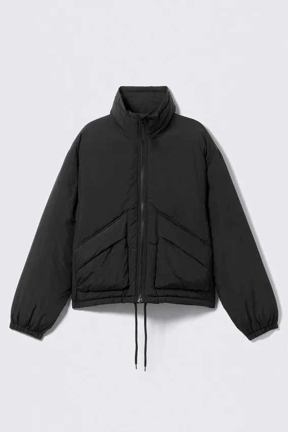 Chaqueta acolchada de nailon con cordón – Negro Chaqueta acolchada de nailon con cordón – Negro
