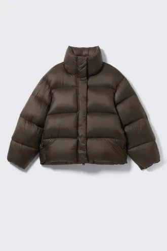 Chaqueta acolchada de plumón reciclado – Marrón oscuro