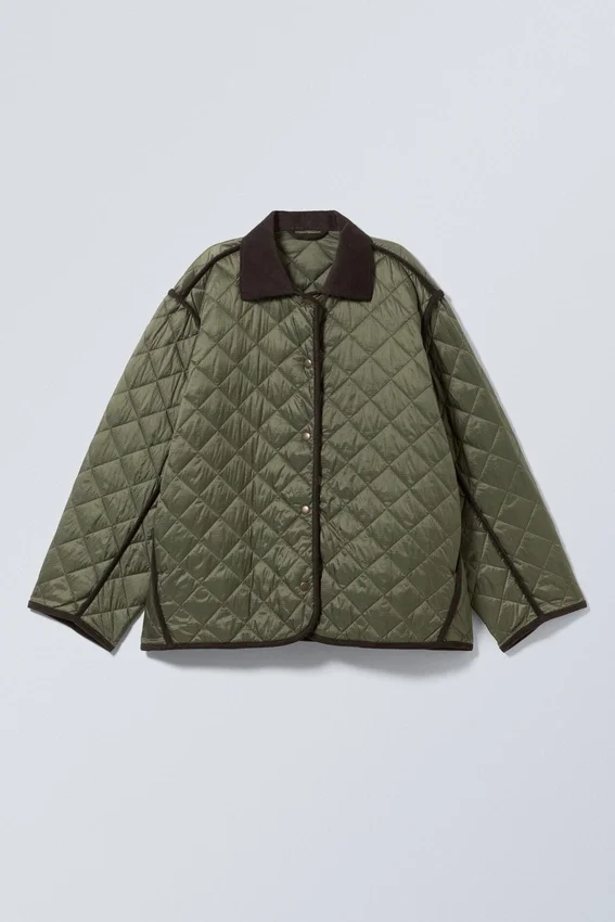 Chaqueta acolchada oversize con forro – Verde caqui oscuro Chaqueta acolchada oversize con forro – Verde caqui oscuro