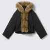 Chaqueta acolchada oversize con piel sintética – Negro Chaqueta acolchada oversize con piel sintética – Negro