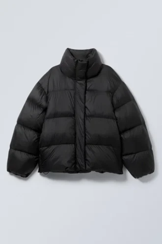 Chaqueta acolchada oversize de plumón reciclado – Negro