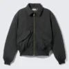 Chaqueta bomber acolchada de sarga – Negro Chaqueta bomber acolchada de sarga – Negro