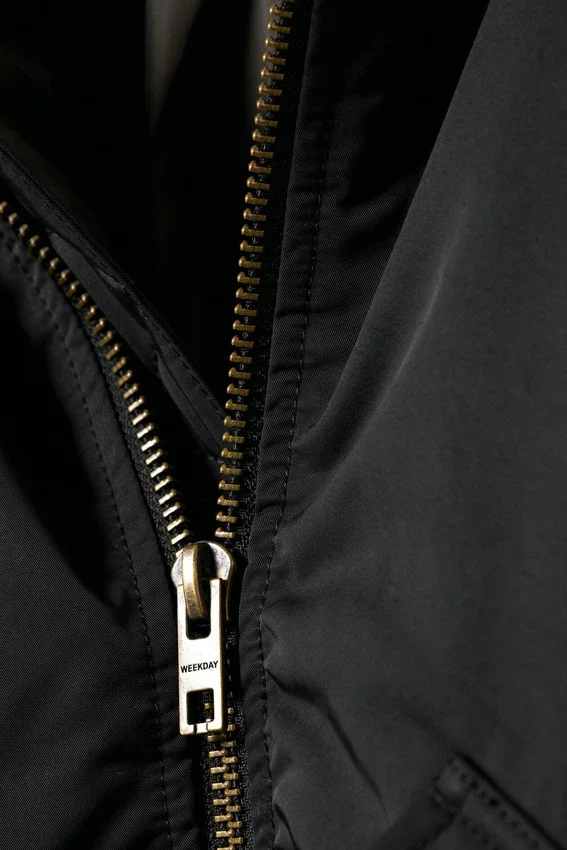 Chaqueta bomber acolchada de sarga – Negro Chaqueta bomber acolchada de sarga – Negro