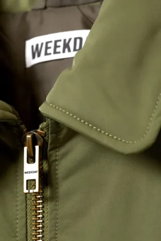Chaqueta bomber acolchada de sarga – Verde oliva apagado
