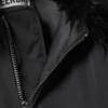Chaqueta bomber con cuello de piel sintética – Gris oscuro
