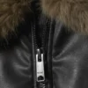 Chaqueta bomber de imitación de piel de corte holgado – Negro Chaqueta bomber de imitación de piel de corte holgado – Negro