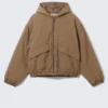 Chaqueta bomber de nailon de corte holgado – Marrón polvoriento Chaqueta bomber de nailon de corte holgado – Marrón polvoriento