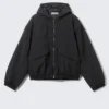 Chaqueta bomber de nailon de corte holgado – Negro Chaqueta bomber de nailon de corte holgado – Negro