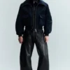 Chaqueta bomber de nailon encogido – Azul marino Chaqueta bomber de nailon encogido – Azul marino
