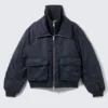 Chaqueta bomber de nailon encogido – Azul marino Chaqueta bomber de nailon encogido – Azul marino