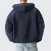Chaqueta bomber holgada con capucha – Azul marino lavado Chaqueta bomber holgada con capucha – Azul marino lavado