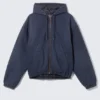 Chaqueta bomber holgada con capucha – Azul marino lavado Chaqueta bomber holgada con capucha – Azul marino lavado