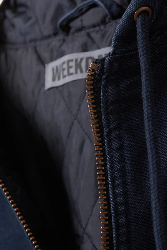 Chaqueta bomber holgada con capucha – Azul marino lavado Chaqueta bomber holgada con capucha – Azul marino lavado