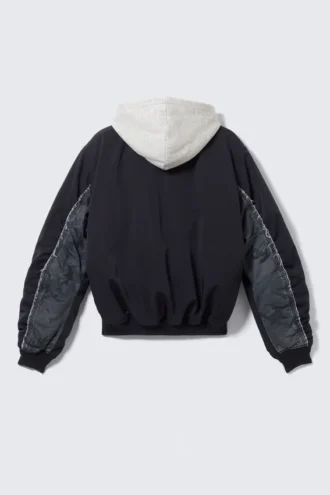 Chaqueta bomber holgada con capucha – Azul marino oscuro