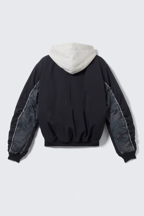 Chaqueta bomber holgada con capucha – Azul marino oscuro Chaqueta bomber holgada con capucha – Azul marino oscuro