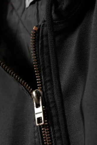Chaqueta bomber holgada con capucha – Negro lavado