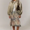 Chaqueta bomber holgada de nailon de Yulia B – Verde caqui claro Chaqueta bomber holgada de nailon de Yulia B – Verde caqui claro