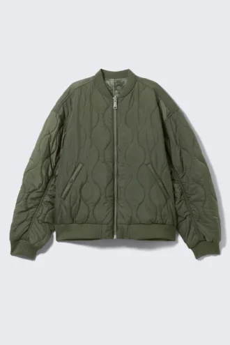 Chaqueta bomber holgada reversible – Caqui oscuro – Estampado floral