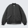 Chaqueta bomber oversize de sarga – Gris oscuro