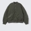 Chaqueta bomber oversize de sarga – Verde caqui oscuro Chaqueta bomber oversize de sarga – Verde caqui oscuro