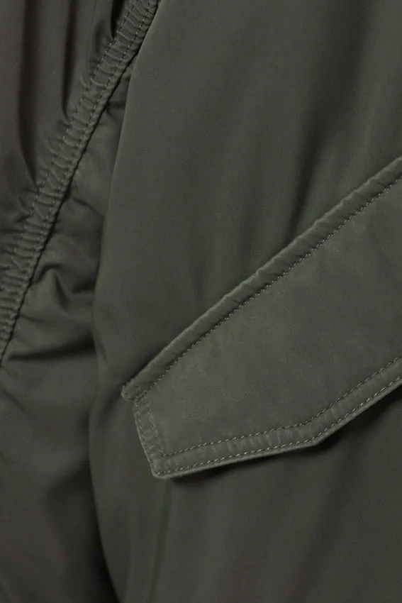 Chaqueta bomber oversize de sarga – Verde caqui oscuro Chaqueta bomber oversize de sarga – Verde caqui oscuro