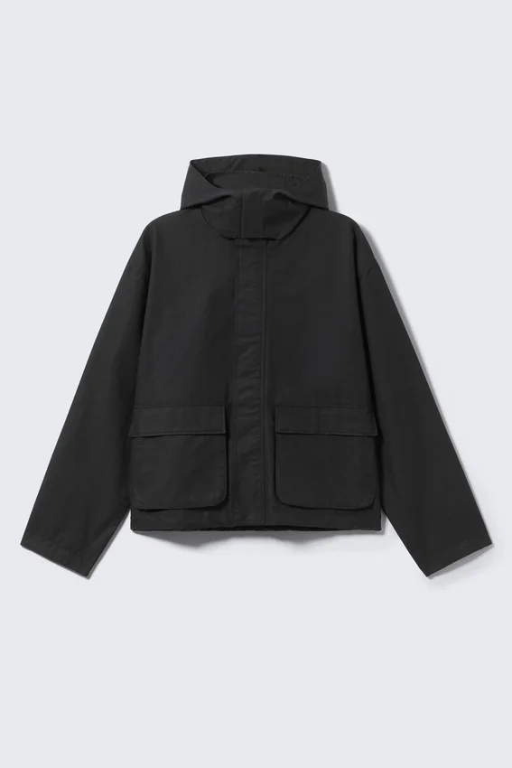Chaqueta con capucha de corte holgado – Negro Chaqueta con capucha de corte holgado – Negro