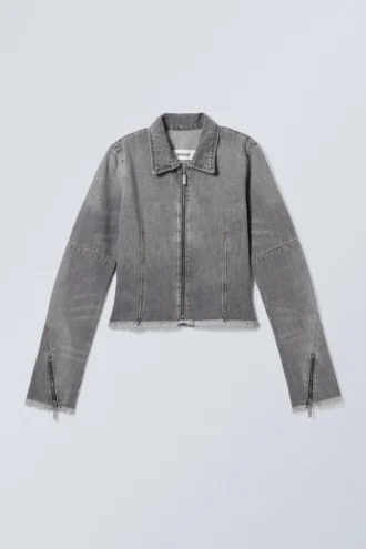 Chaqueta con cremallera de denim Ontario – Eleven Grey