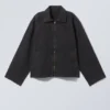 Chaqueta con cremallera de lona de algodón lavado – Negro lavado