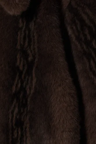 Chaqueta con cremallera de piel sintética – Marrón oscuro