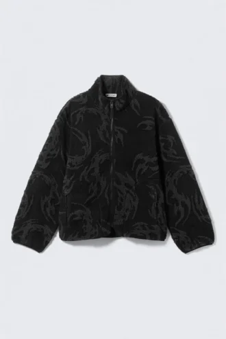 Chaqueta con cremallera y estampado jacquard – Negro – Tribal