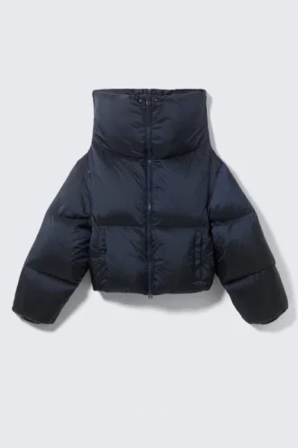 Chaqueta corta con cuello alto – Azul marino oscuro