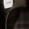 Chaqueta corta de corte recto con cremallera – Cuadros marrón oscuro