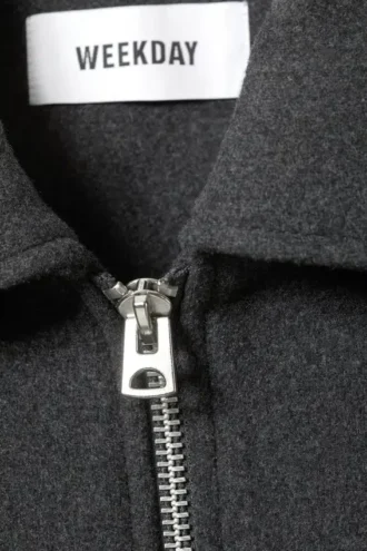 Chaqueta corta de mezcla de lana – Gris oscuro jaspeado