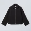 Chaqueta corta de mezcla de lana – Negro