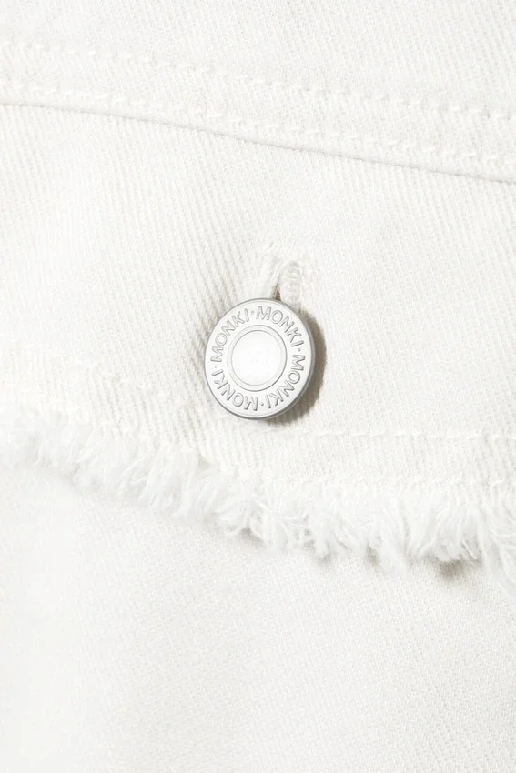 Chaqueta corta de sarga de corte recto – Blanca Chaqueta corta de sarga de corte recto – Blanca