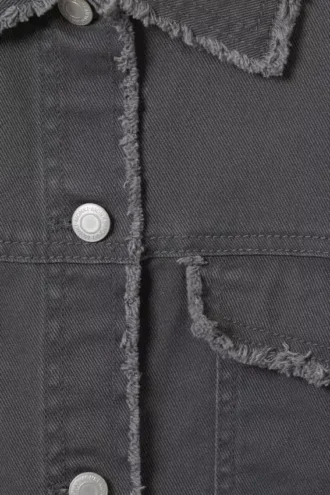 Chaqueta corta de sarga de corte recto – Gris oscuro