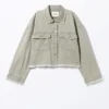 Chaqueta corta de sarga de corte recto – Verde caqui Chaqueta corta de sarga de corte recto – Verde caqui