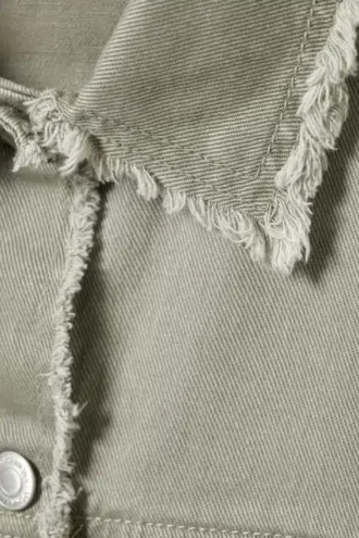 Chaqueta corta de sarga de corte recto – Verde caqui