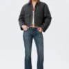 Chaqueta corta y entallada con cremallera – Gris oscuro jaspeado Chaqueta corta y entallada con cremallera – Gris oscuro jaspeado