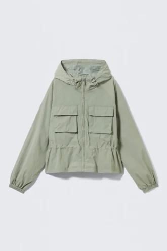 Chaqueta cortavientos de nailon – Verde caqui apagado