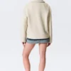Chaqueta cuadrada abotonada de mezcla de lana – Crema empolvado Chaqueta cuadrada abotonada de mezcla de lana – Crema empolvado