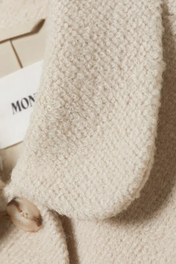 Chaqueta cuadrada abotonada de mezcla de lana – Crema empolvado Chaqueta cuadrada abotonada de mezcla de lana – Crema empolvado