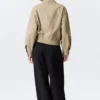 Chaqueta de algodón con cremallera de corte recto – Beige Chaqueta de algodón con cremallera de corte recto – Beige