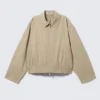 Chaqueta de algodón con cremallera de corte recto – Beige Chaqueta de algodón con cremallera de corte recto – Beige