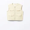 Chaqueta de algodón con mangas desmontables – Beige claro apagado Chaqueta de algodón con mangas desmontables – Beige claro apagado