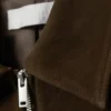 Chaqueta de ante con cremallera de corte recto – Marrón oscuro Chaqueta de ante con cremallera de corte recto – Marrón oscuro