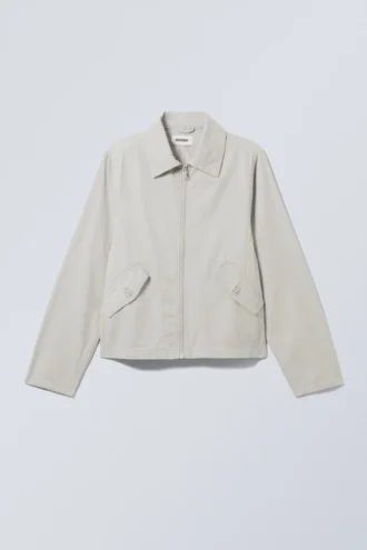 Chaqueta de corte regular en mezcla de lino – Gris topo claro